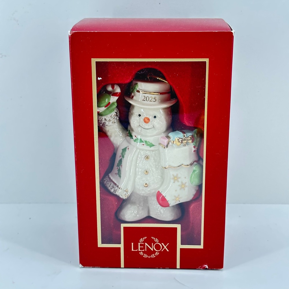 NEW Lenox 2025 Christmas Snowman Ornament With Stocking Figurine 897134 NIB